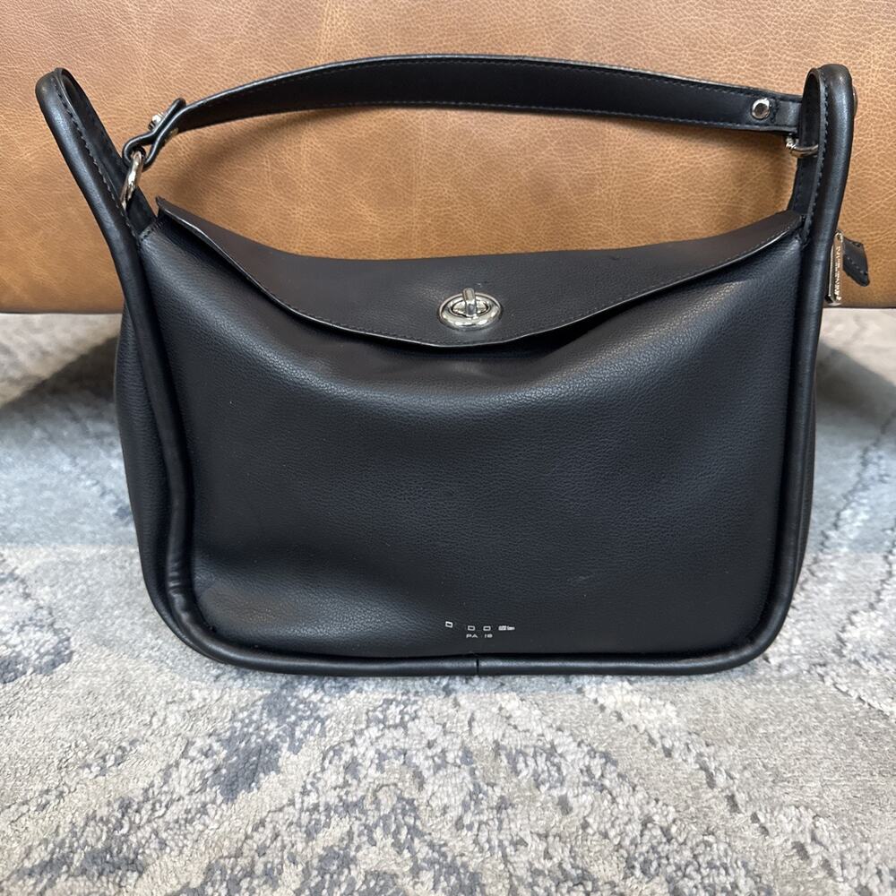 David Jones Paris Black Shoulder Bag Purse Turnlock